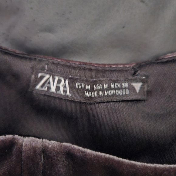 Zara Velour Velvet Metal Gray Stretchy Corset Ruched Crop Top Sz M - Picture 4 of 9